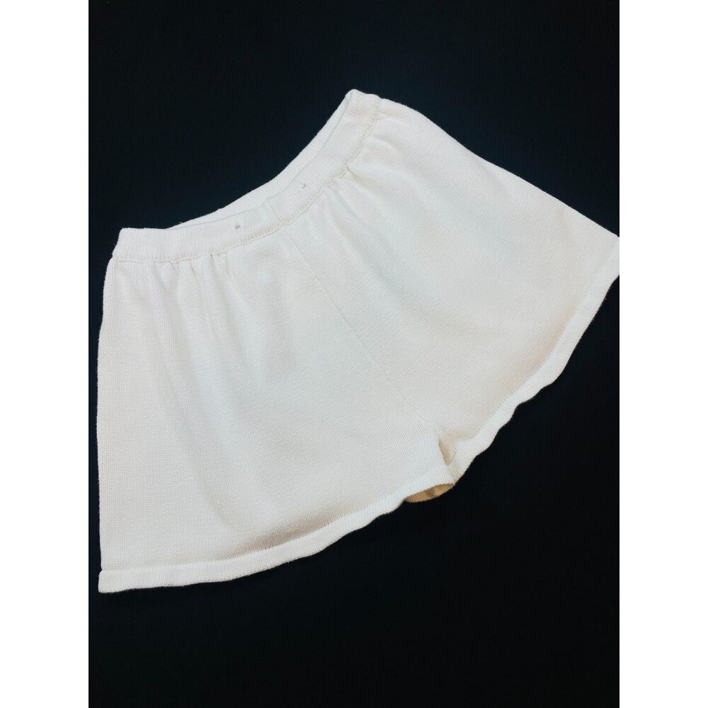 ~ Mable S/M Sweater Shorts** White Knit Boho Soft Cozy Coastal Beachy Festival